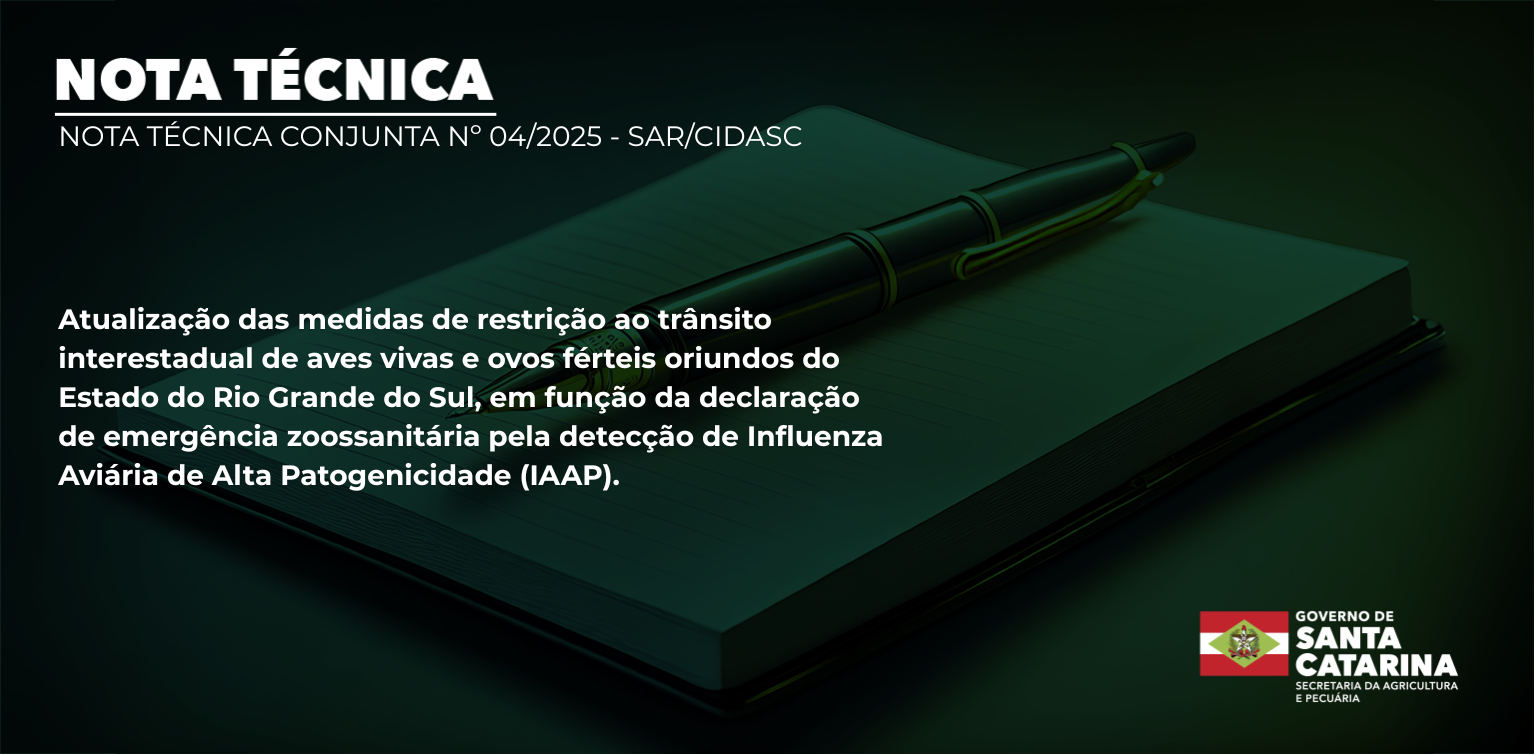 Nota técnica 04: alterações nas regras de trânsito de aves e ovos com origem no RS