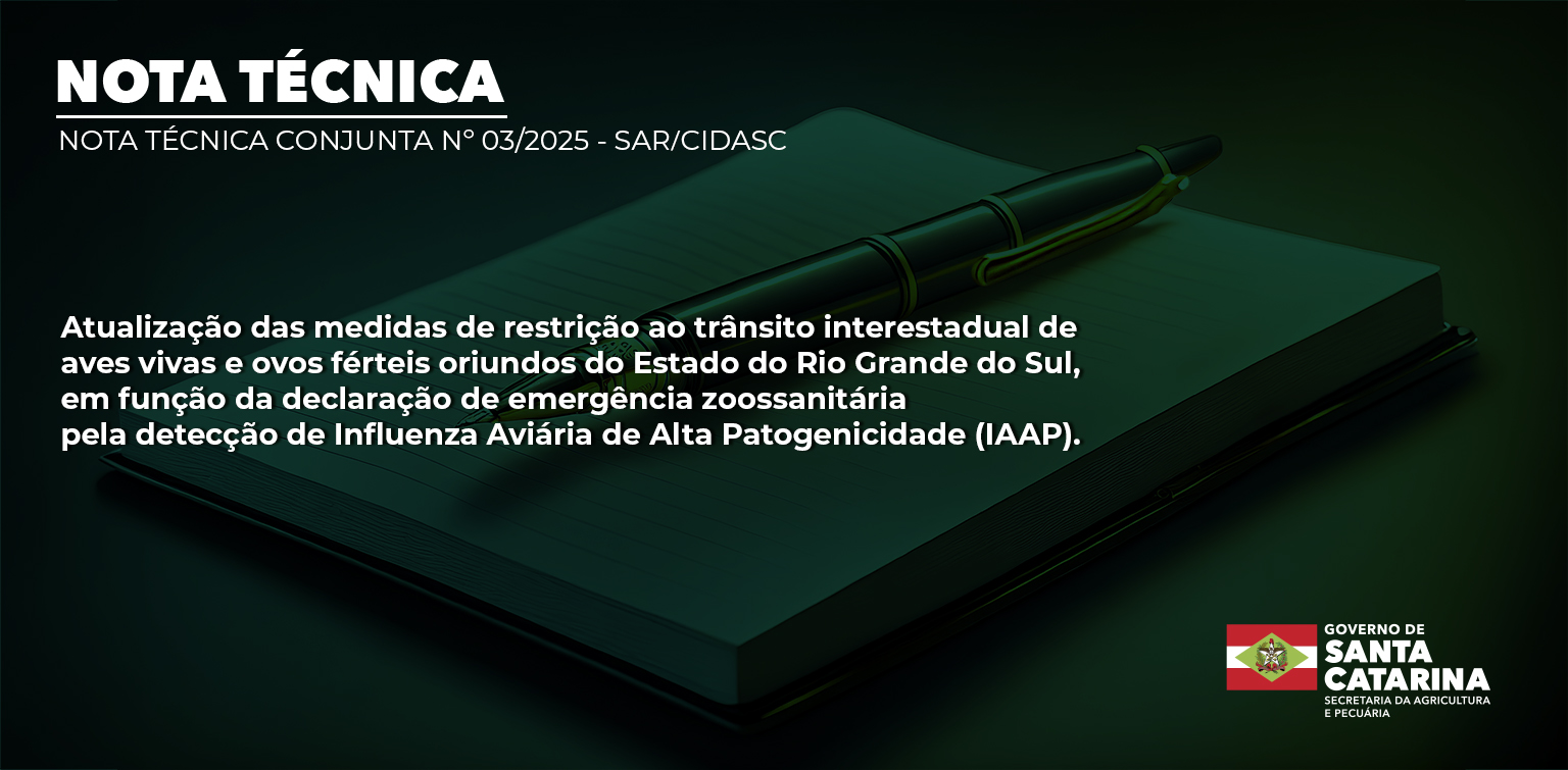 Nota Técnica 03: Atualização das Restrições ao Trânsito Interestadual de Aves e Ovos do RS